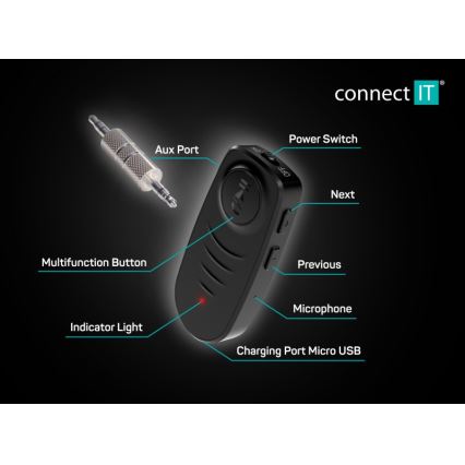 CONNECT IT CFF-4050-BK - Bluetooth-Audioempfänger AUX 110 mAh