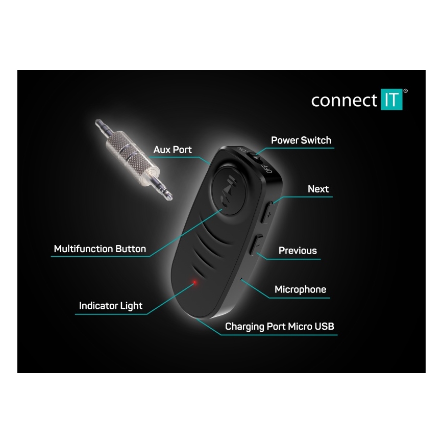 CONNECT IT CFF-4050-BK - Bluetooth-Audioempfänger AUX 110 mAh