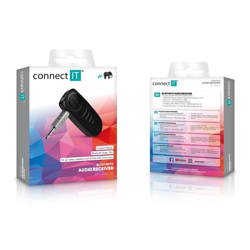 CONNECT IT CFF-4050-BK - Bluetooth-Audioempfänger AUX 110 mAh