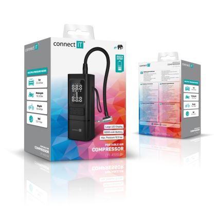 CONNECT IT CFF-4500-BK - Digitaler Taschenkompressor AirFlow 80W/6000 mAh schwarz