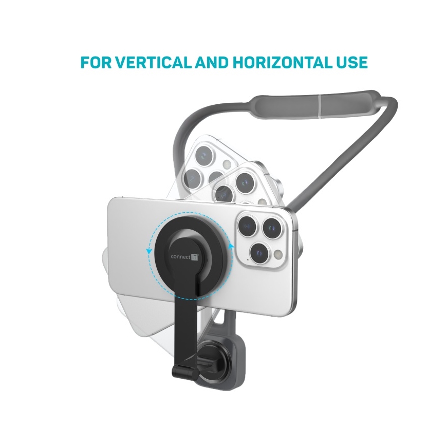 CONNECT IT CFF-6020-GY - Flexibler magnetischer MagSafe-Handyhalter zum Umhängen