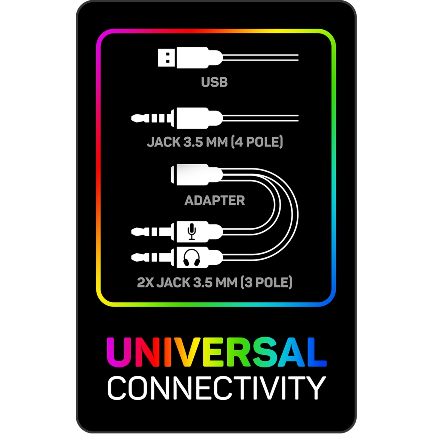 CONNECT IT CHP-3595-WH - LED RGB Kabelgebundene Gaming-Kopfhörer mit Mikrofon weiß/schwarz