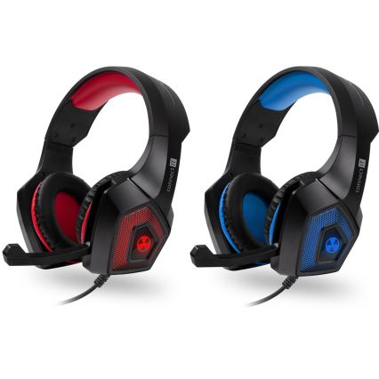 CONNECT IT CHP-5500-RD - LED Kabelgebundene Gaming-Kopfhörer mit Mikrofon schwarz/rot
