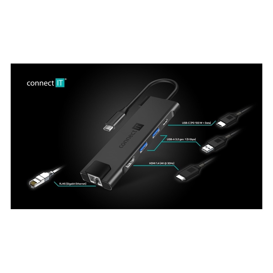 CONNECT IT CHU-8020-AN - USB-C-Hub 5in1
