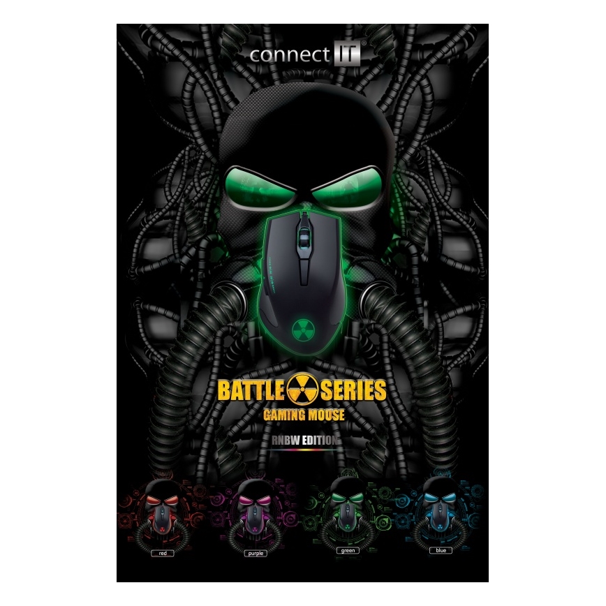 CONNECT IT CI-1128 - LED Kabelgebundene Gaming-Maus 1000/1200/1600/3200 DPI schwarz