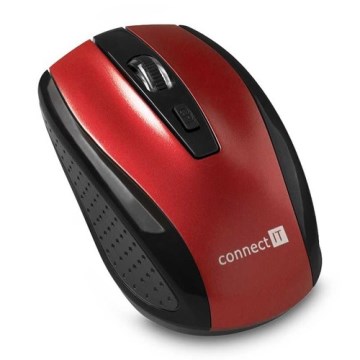 CONNECT IT CI-1224 - Kabellose Maus 800/1200/1600 DPI, 2× AAA, schwarz/rot