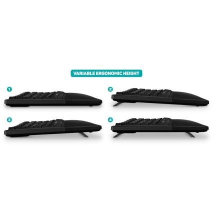 CONNECT IT CKB-2800-CS - Ergonomische kabellose Tastatur mit CZ/SK-Lokalisierung schwarz