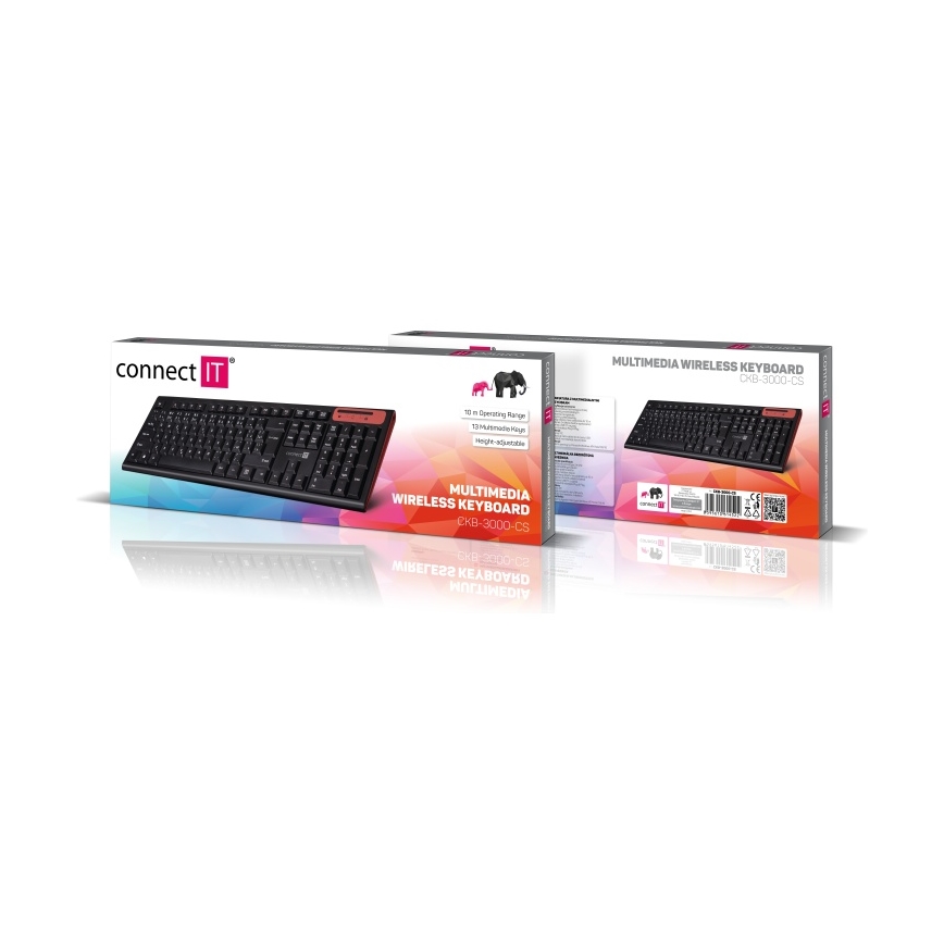 CONNECT IT CKB-3000-CS - Kabellose Multimedia-Tastatur mit CZ/SK-Lokalisierung 2xAAA schwarz