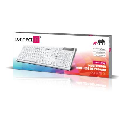 CONNECT IT CKB-3010-CS - Kabellose Multimedia-Tastatur mit CZ/SK-Lokalisierung 2xAAA weiß