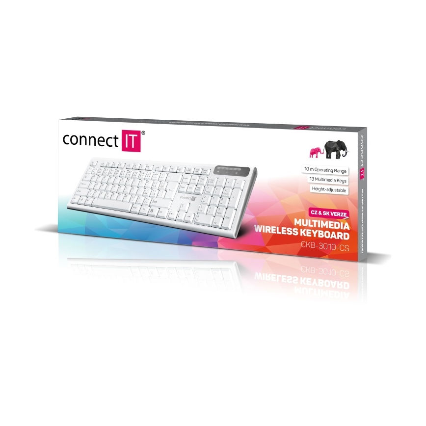 CONNECT IT CKB-3010-CS - Kabellose Multimedia-Tastatur mit CZ/SK-Lokalisierung 2xAAA weiß