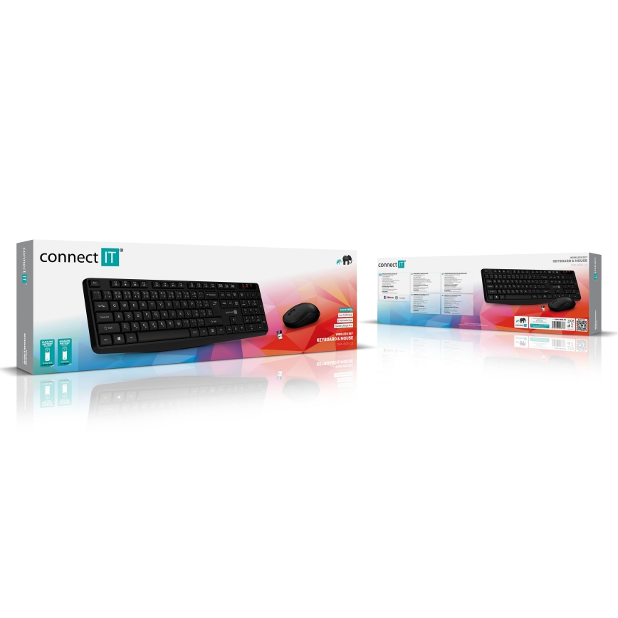 CONNECT IT CKM-4500-CS - Kabellose Tastatur und Maus 1000 DPI mit CZ/SK-Lokalisierung 1xAAA + 1xAA schwarz