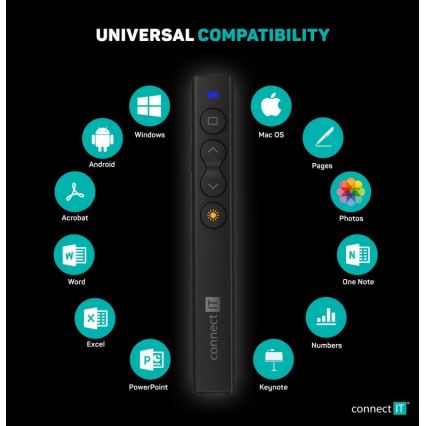 CONNECT IT CLP-2050-BK - Kabelloser Presenter mit Laserpointer 1xAAA