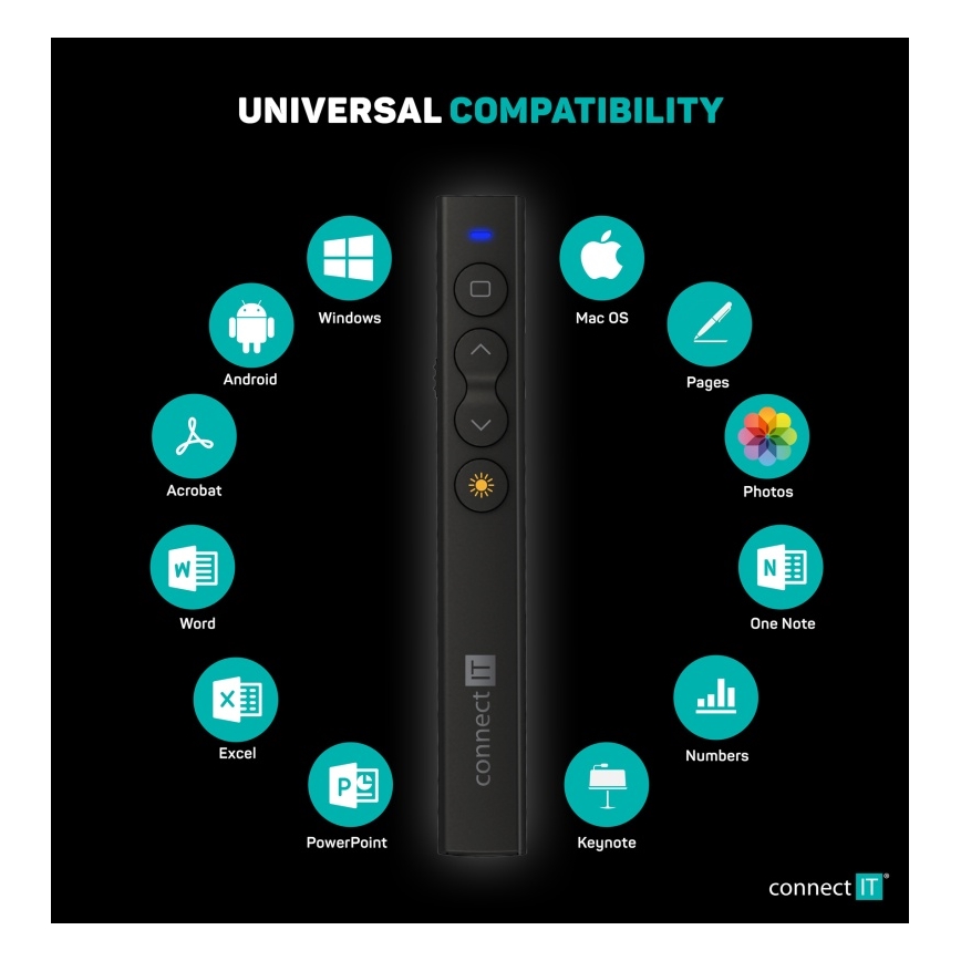 CONNECT IT CLP-2050-BK - Kabelloser Presenter mit Laserpointer 1xAAA