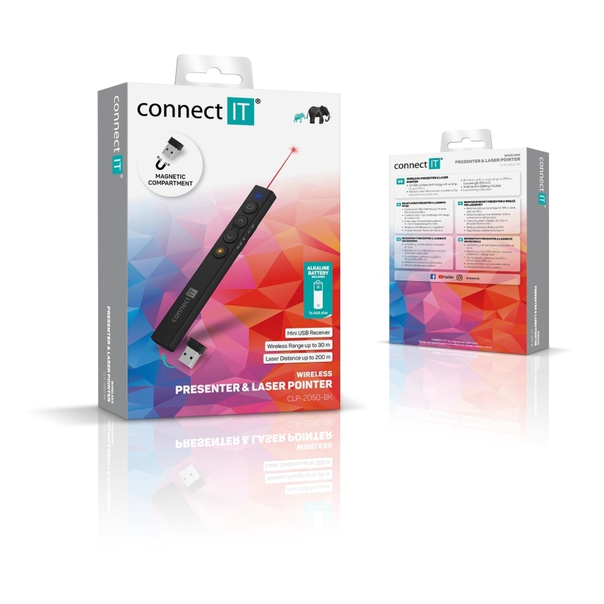 CONNECT IT CLP-2050-BK - Kabelloser Presenter mit Laserpointer 1xAAA