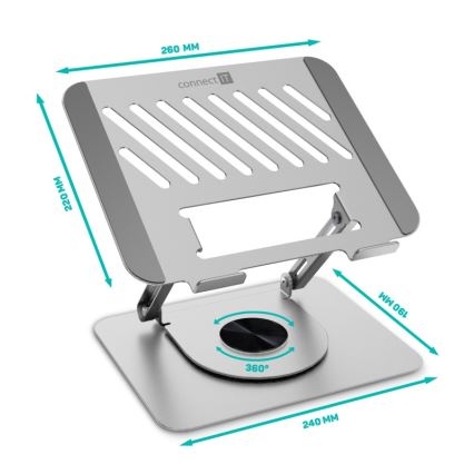 CONNECT IT CMF-2100-SL - Drehbarer Laptop-Ständer silbern