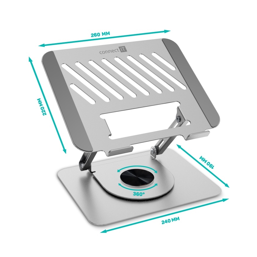 CONNECT IT CMF-2100-SL - Drehbarer Laptop-Ständer silbern