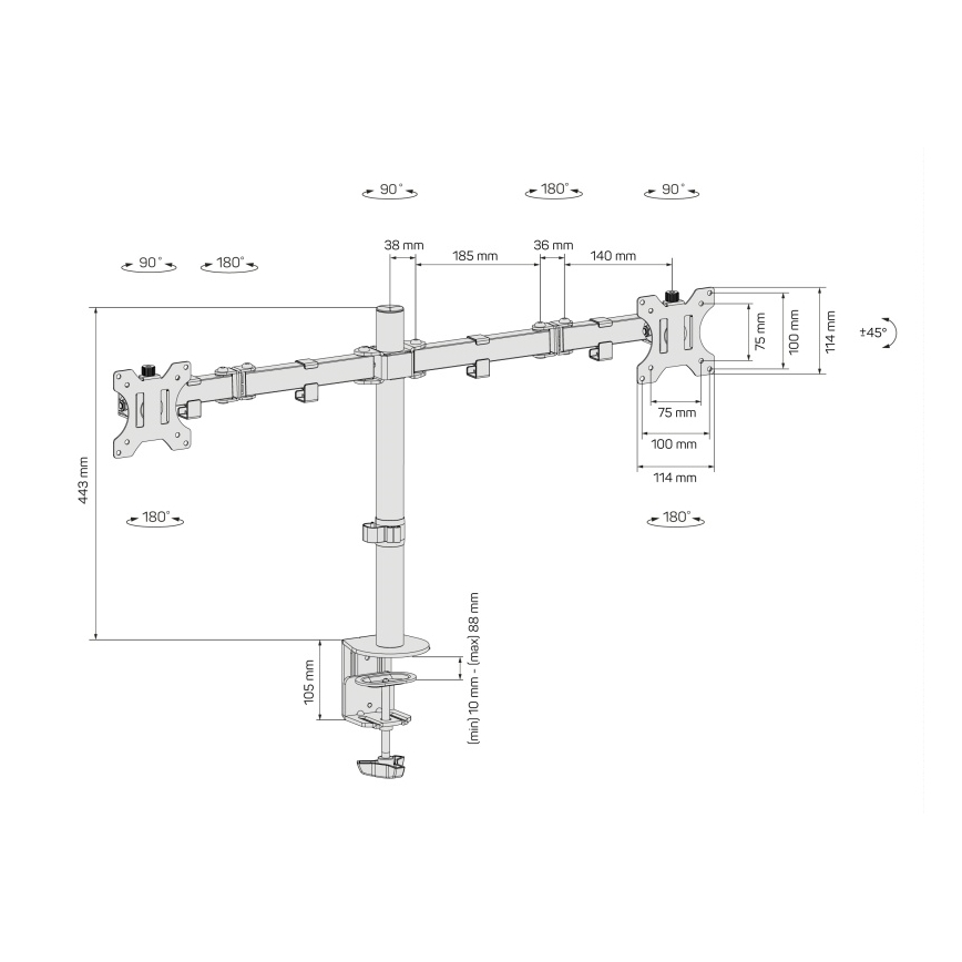 CONNECT IT CMF-3203-BK - Universalhalterung für 2 Monitore 13-32” schwarz