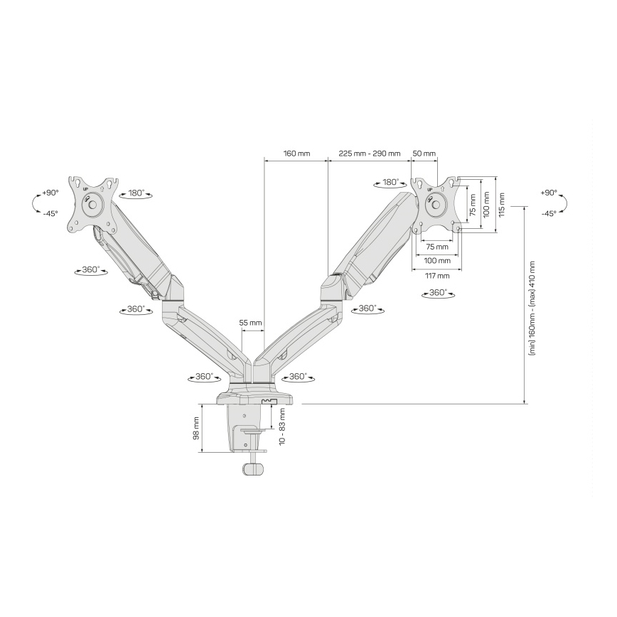 CONNECT IT CMF-3207-BK - Universalhalterung für 2 Monitore 13-27” schwarz
