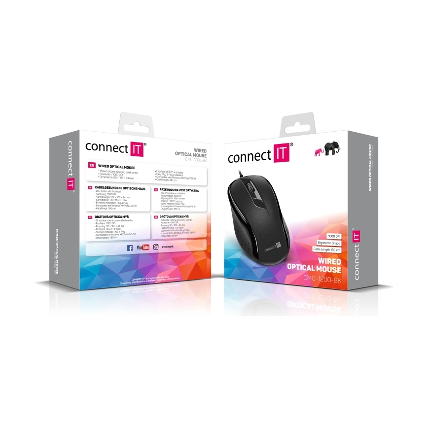 CONNECT IT CMO-1200-BK - Kabelgebundene Maus 1000 DPI schwarz