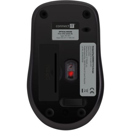CONNECT IT CMO-2230-BL - Kabellose Silent-Maus MUTE 1200 DPI 1xAA schwarz/blau