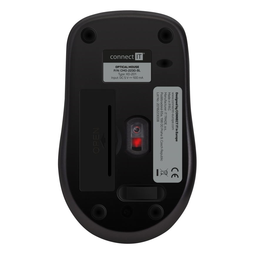 CONNECT IT CMO-2230-BL - Kabellose Silent-Maus MUTE 1200 DPI 1xAA schwarz/blau