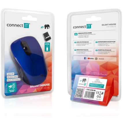 CONNECT IT CMO-2230-BL - Kabellose Silent-Maus MUTE 1200 DPI 1xAA schwarz/blau