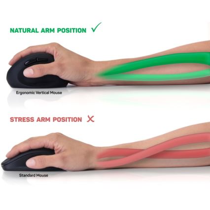 CONNECT IT CMO-2600-BK - Ergonomische kabellose Maus 800/1200/1600 DPI 1xAA schwarz