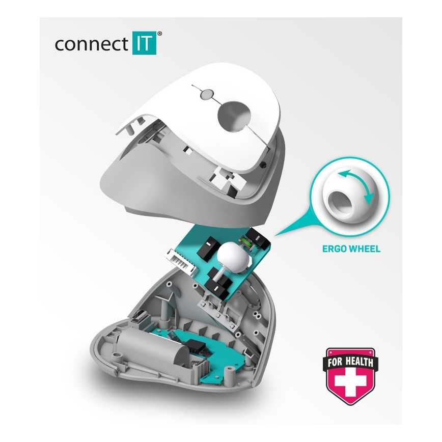 CONNECT IT CMO-2700-WH - Ergonomische, kabellose Maus 800/1200/1600 DPI 1xAA weiß