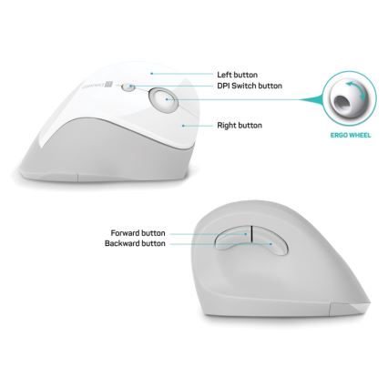 CONNECT IT CMO-2700-WH - Ergonomische, kabellose Maus 800/1200/1600 DPI 1xAA weiß