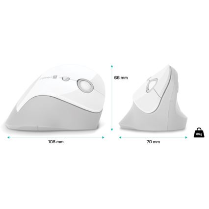 CONNECT IT CMO-2700-WH - Ergonomische, kabellose Maus 800/1200/1600 DPI 1xAA weiß