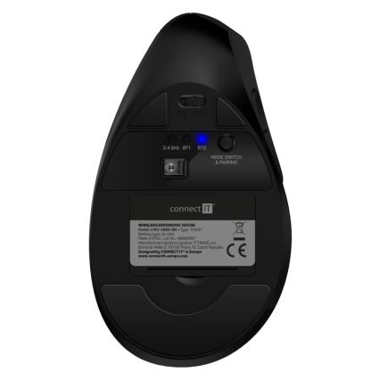 CONNECT IT CMO-2880-BK - Ergonomische kabellose Maus Verti TriMode 1000/1600/2400 DPI 2xAAA schwarz