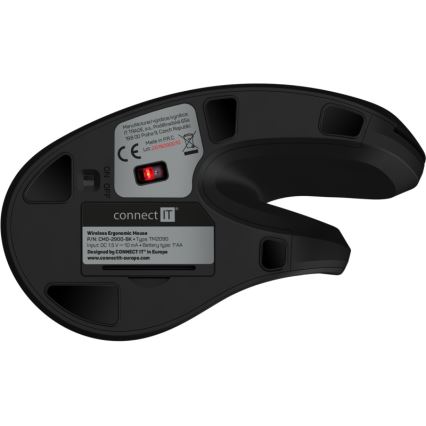 CONNECT IT CMO-2900-BK - Ergonomische, kabellose Maus 800/1200/1600 DPI 1xAA schwarz