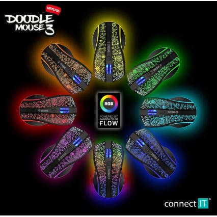 CONNECT IT CMO-3530-DD - LED RGB Kabellose, wiederaufladbare Gaming-Maus 800/1200/1600/2400/4800 DPI 600 mAh schwarz