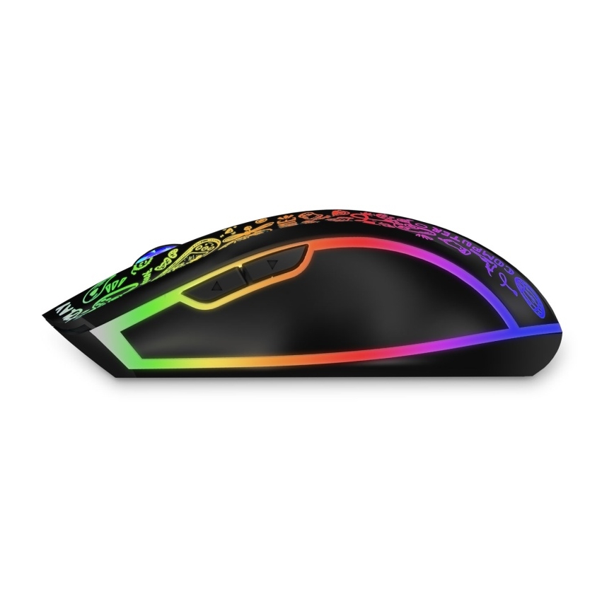 CONNECT IT CMO-3530-DD - LED RGB Kabellose, wiederaufladbare Gaming-Maus 800/1200/1600/2400/4800 DPI 600 mAh schwarz
