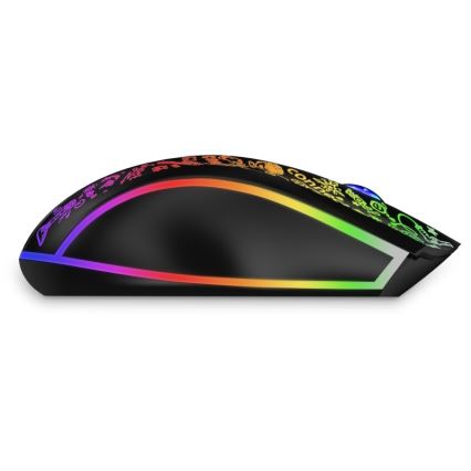 CONNECT IT CMO-3530-DD - LED RGB Kabellose, wiederaufladbare Gaming-Maus 800/1200/1600/2400/4800 DPI 600 mAh schwarz