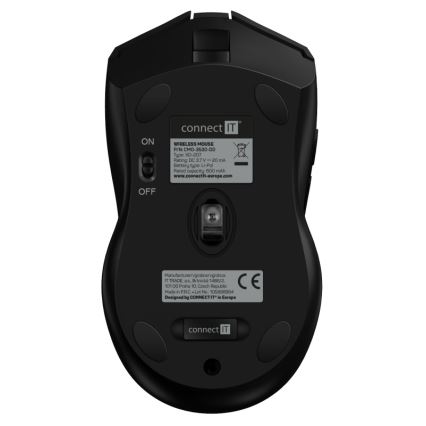 CONNECT IT CMO-3530-DD - LED RGB Kabellose, wiederaufladbare Gaming-Maus 800/1200/1600/2400/4800 DPI 600 mAh schwarz