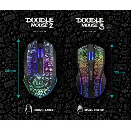 CONNECT IT CMO-3530-DD - LED RGB Kabellose, wiederaufladbare Gaming-Maus 800/1200/1600/2400/4800 DPI 600 mAh schwarz