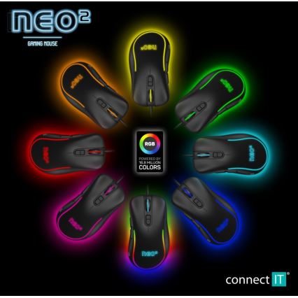 CONNECT IT CMO-3589-BK - LED RGB Kabelgebundene Gaming-Maus 200-7200 DPI schwarz