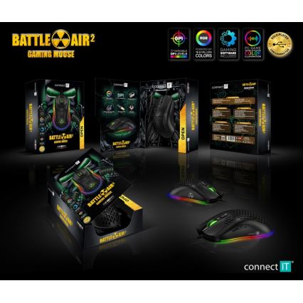CONNECT IT CMO-5511-BK - LED RGB Kabelgebundene Gaming-Maus 200-12800 DPI Schwarz