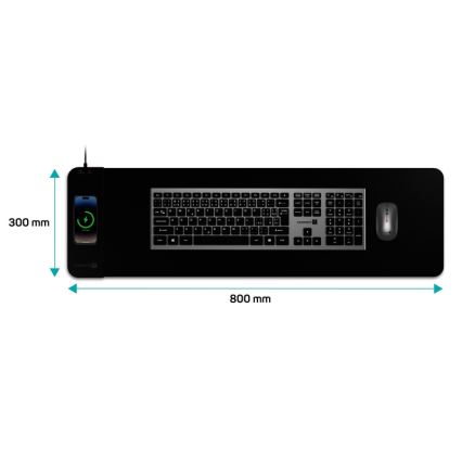 CONNECT IT CMP-2500-LG - Pad für Tastatur und Maus mit kabelloser Qi-Aufladung 80x30 cm schwarz