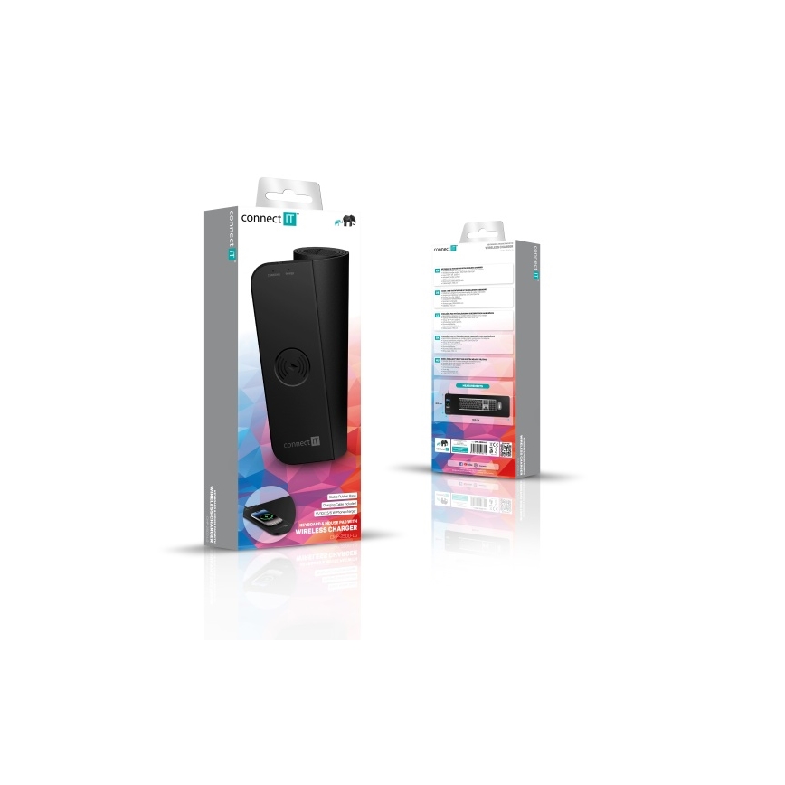 CONNECT IT CMP-2500-LG - Pad für Tastatur und Maus mit kabelloser Qi-Aufladung 80x30 cm schwarz