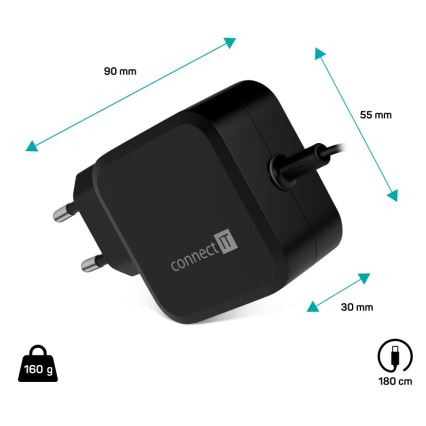 CONNECT IT CNP-1660-BK - Universelles USB-C-Netzteil für Laptops 67W