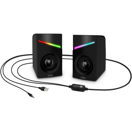CONNECT IT CSP-1100-BK - SET 2x LED RGB Gaming-Lautsprecher 6W/5V schwarz
