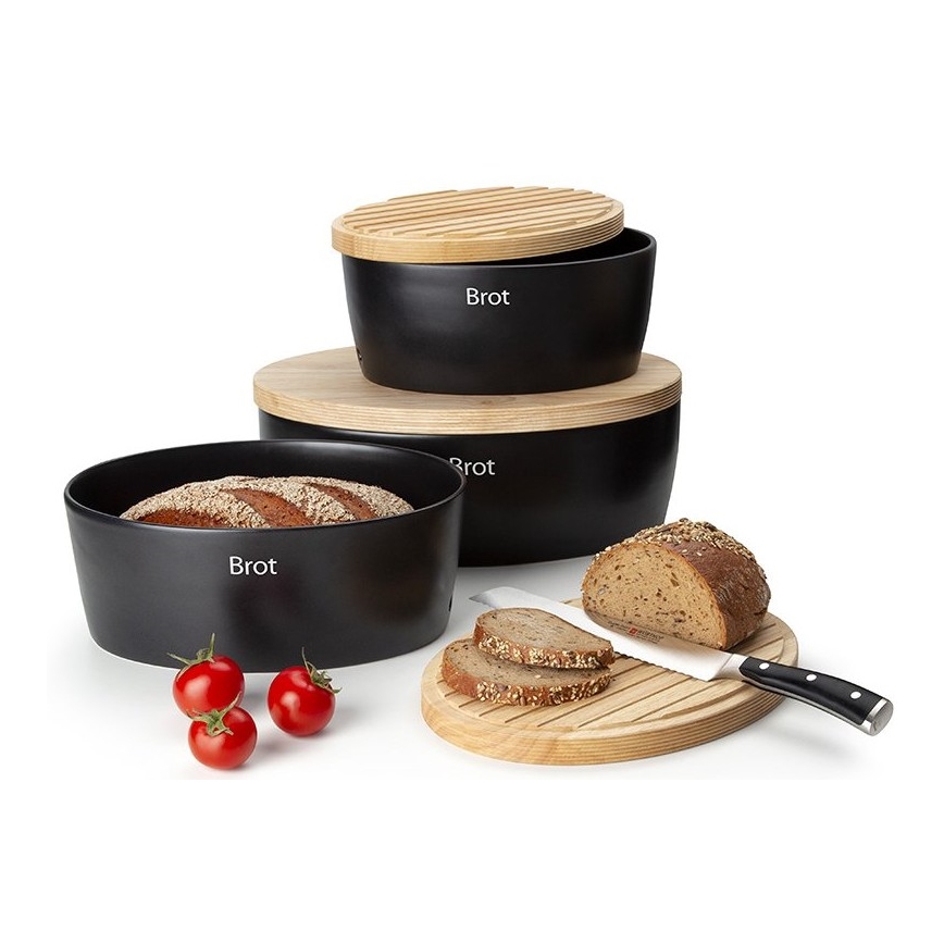 Continenta C3730 - Brotkasten 13,5x30 cm schwarz/beige