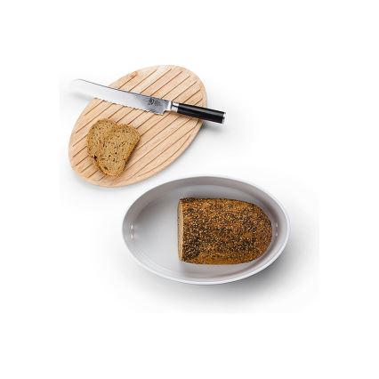 Continenta C3931 - Brotkasten mit Deckel 27x20 cm weiß/Gummibaumholz