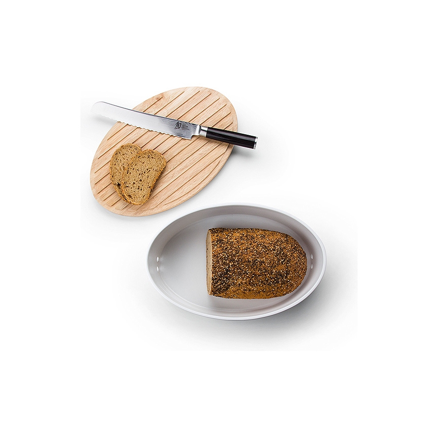 Continenta C3931 - Brotkasten mit Deckel 27x20 cm weiß/Gummibaumholz