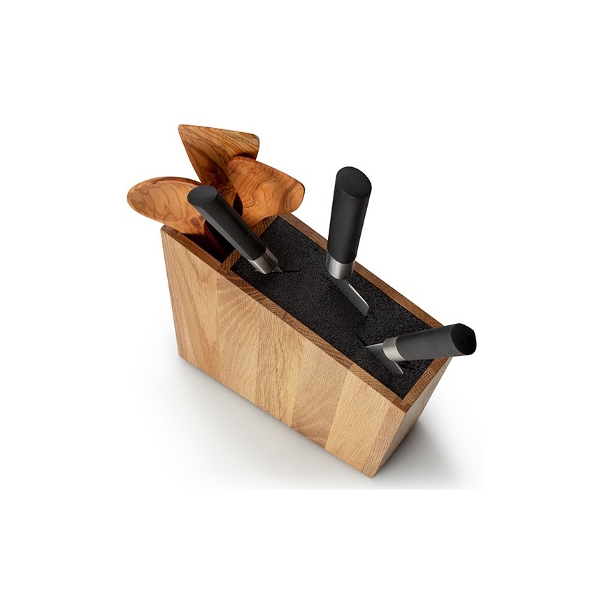 Continenta C4151– Messerblock mit Flexi-Einsatz und Fach 31x8x24,5 cm Eiche