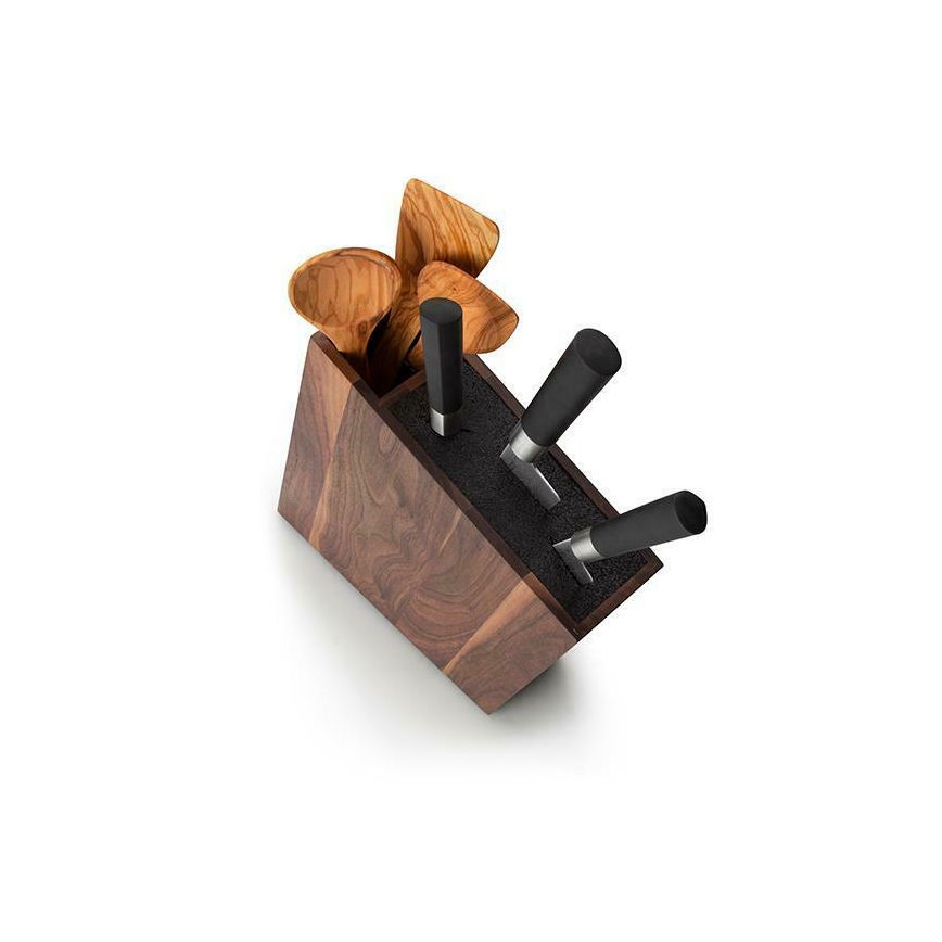 Continenta C4251 – Messerständer mit Flexi-Einsatz und Fach 31x8x24,5 cm Walnuss