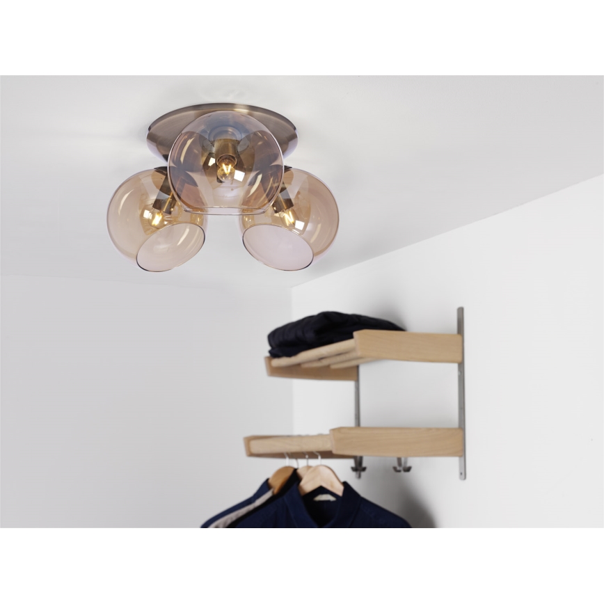 Cottex - Deckenleuchte CAPELLA 3xE14/40W/230V Ø 37 cm rauchfarben/braun