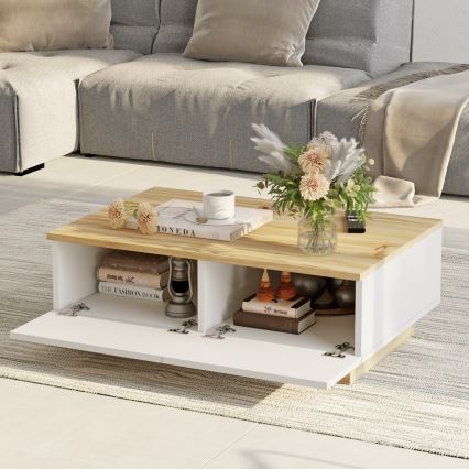 Couchtisch 31,6x90 cm Eiche/weiß